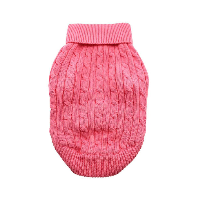 Cable Knit Dog Sweater by Doggie Design Candy Pink