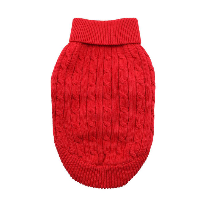 Cable Knit Dog Sweater by Doggie Design Fiery Red