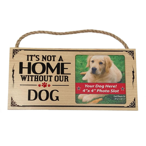 Wooden Dog Sign with Photo Slot