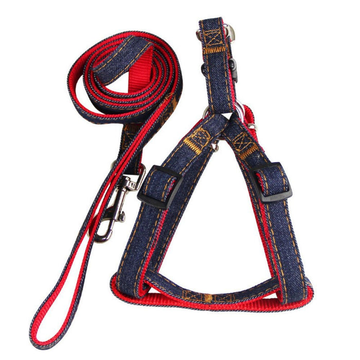 Denim Step In Harness + BONUS Leash