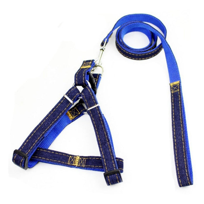 Denim Step In Harness + BONUS Leash