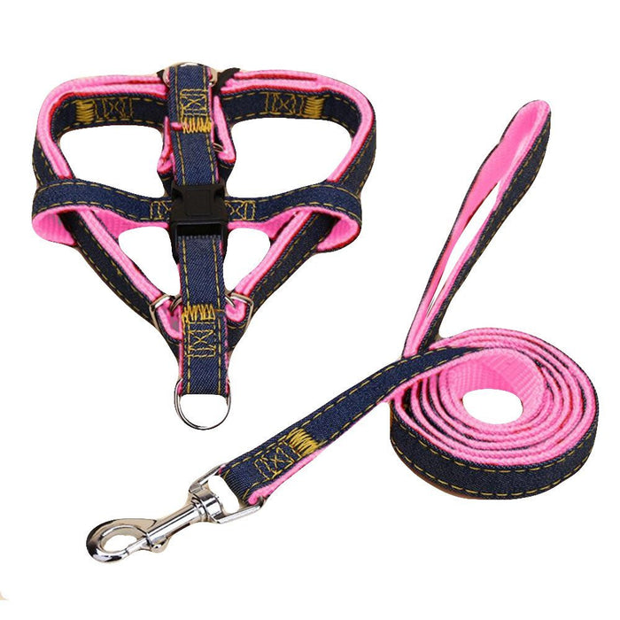 Denim Step In Harness + BONUS Leash