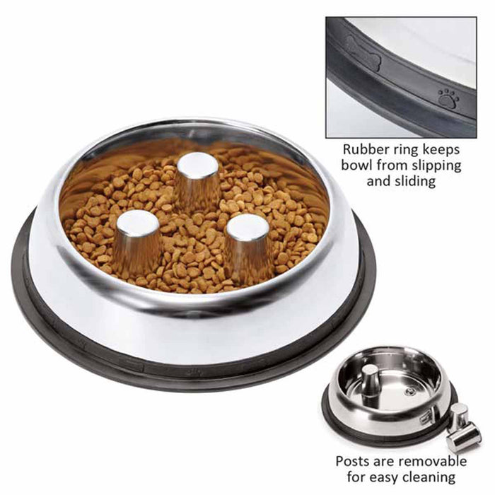 ProSelect Stainless Steel Slow Feed Dog Bowl
