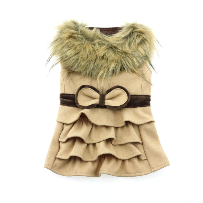 Wool Fur-Trimmed Dog Harness Coat