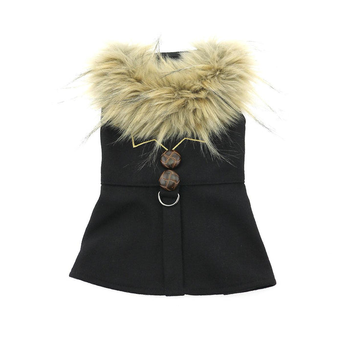 Wool Fur-Trimmed Dog Harness Coat