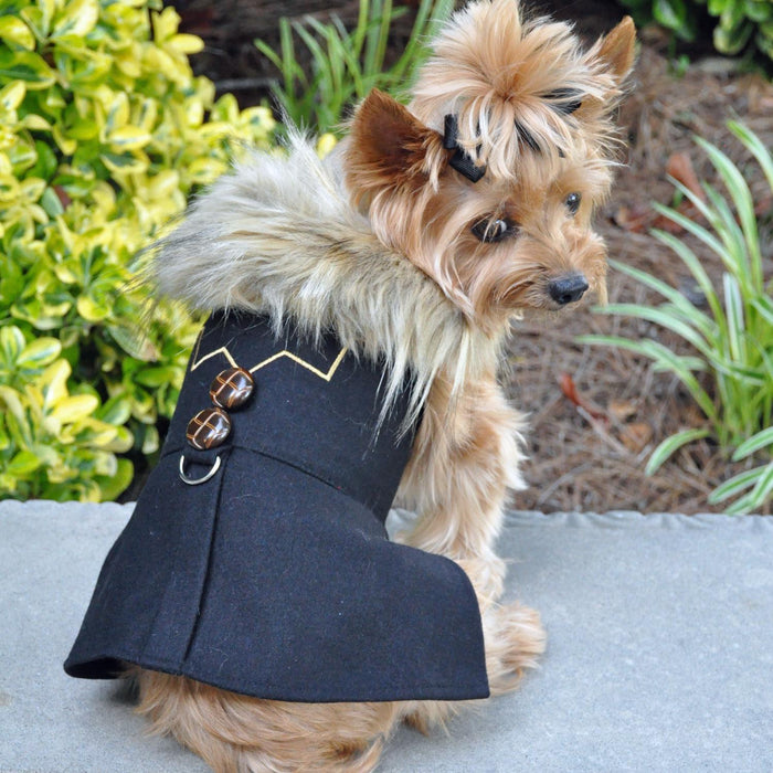Wool Fur-Trimmed Dog Harness Coat