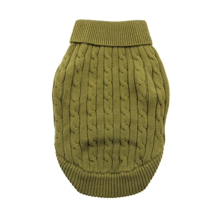 Cable Knit Dog Sweater by Doggie Design Herb Green