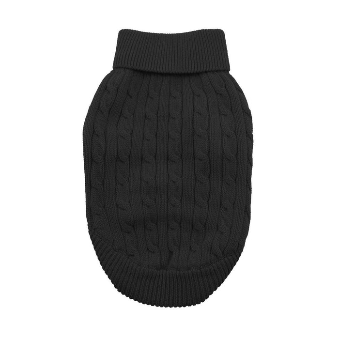 Cable Knit Dog Sweater by Doggie Design Jet Black