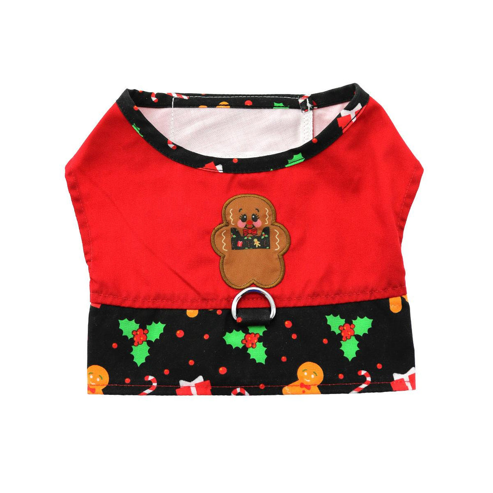 Gingerbread Fabric Harness Vest with Matching Leash by Doggie Design