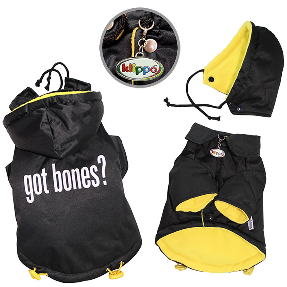 Got Bones? Padded Dog Coat with Removable Hoodie
