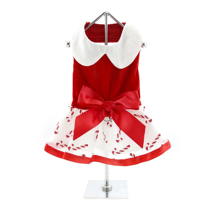 Candy Cane Harness Dress with Matching Leash by Doggie Design