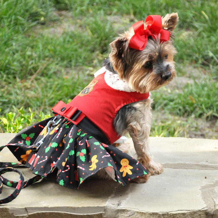 Gingerbread Harness Dress with Matching Leash by Doggie Design
