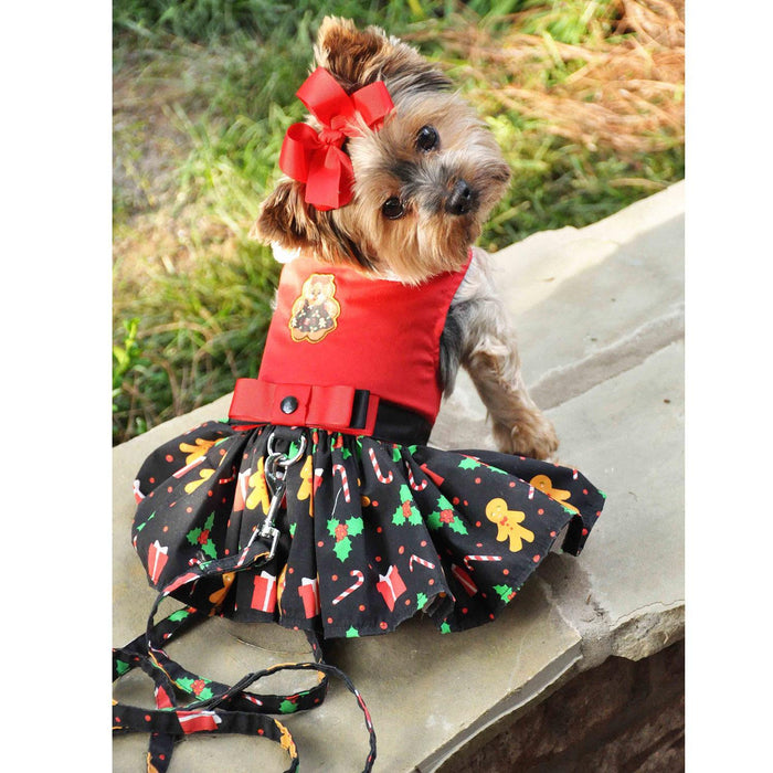 Gingerbread Harness Dress with Matching Leash by Doggie Design