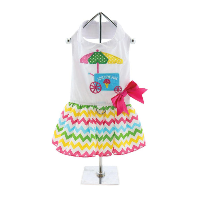 Ice Cream Cart Doggie Dress with Matching Leash