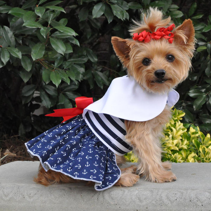 Nautical Doggie Dress with Matching Leash