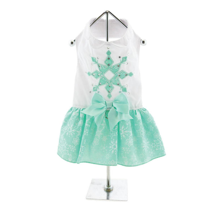 Turquoise Crystal Doggie Dress with Matching Leash